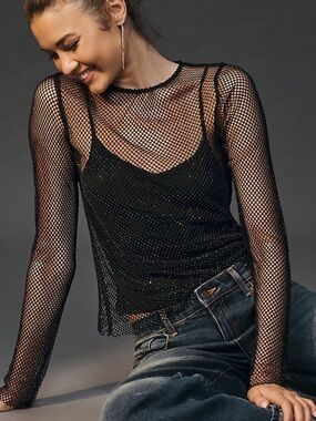 Free people rhinestone Long-Sleeve Top